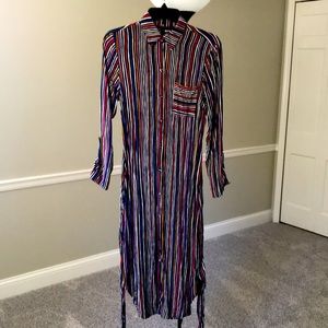 Maeve Martina multi-color belted striped shirt dress, Anthropologie